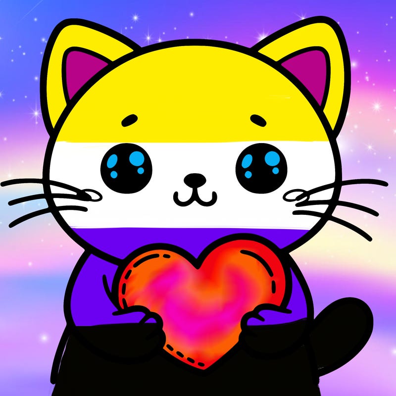 cat holding heart *cute*