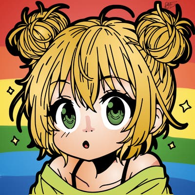 a manga girl with messy small buns