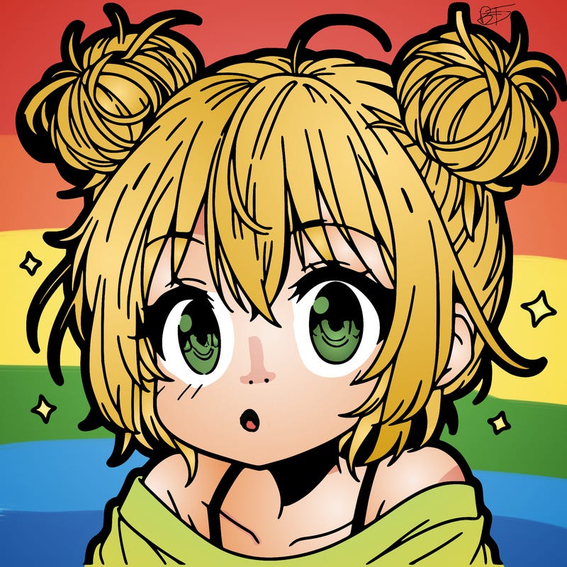 a manga girl with messy small buns