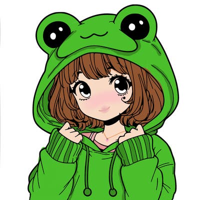 a cute teenage girl wearing a frog hoodie