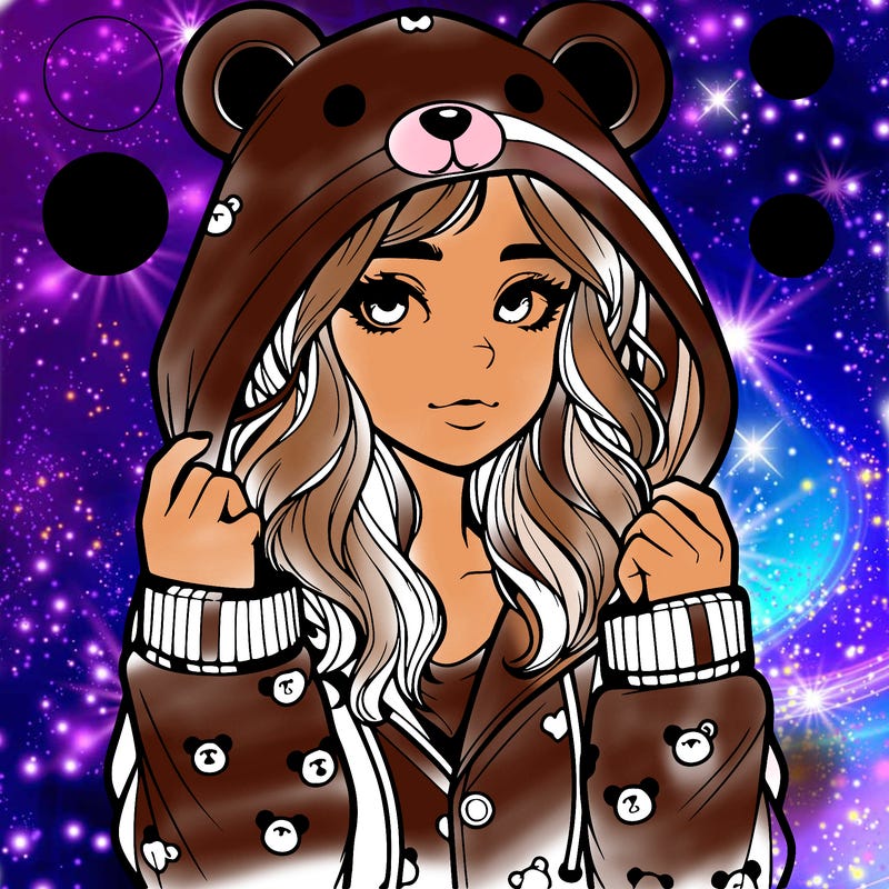 realistic girl in a animal pjs hoodie