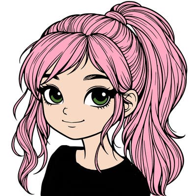 realistic girl with ponytail