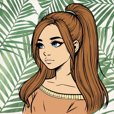 realistic girl with a high ponytail