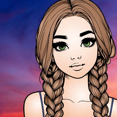 realistic girl with braids