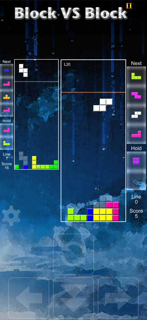 Block vs Block II - Block vs Block II puzzle battle gameplay showing dual game boards with falling blocks