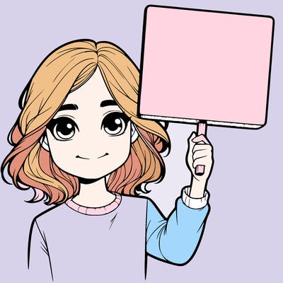 realistic girl holding up a sign