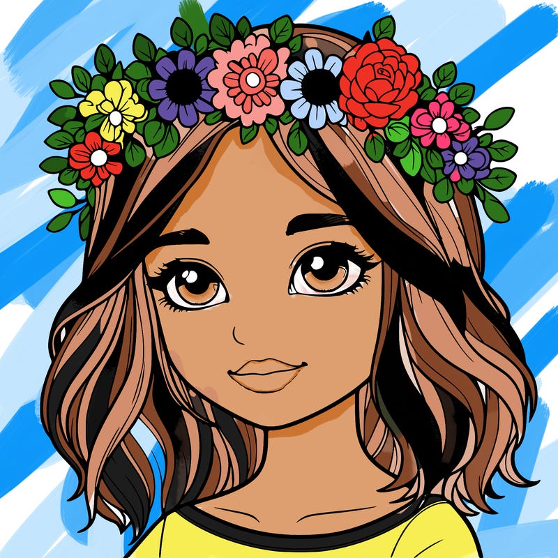 realistic girl with a flower crown