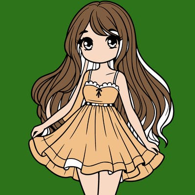 cute teen girl with long hair and a short dress