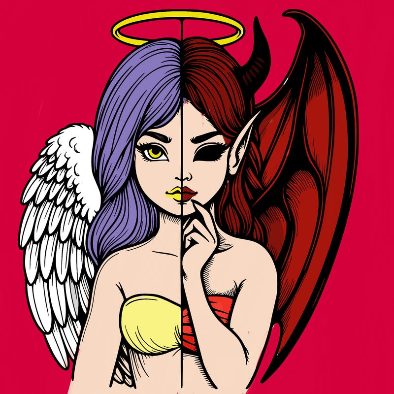 realistic angel half demon