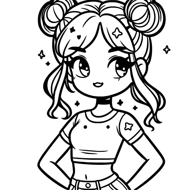 girl in croptop with space buns