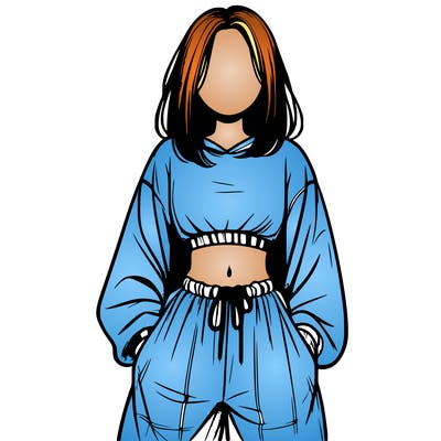 realistic girl faceless with baggy pants and a crop top