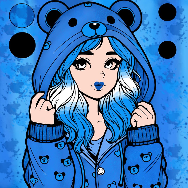 realistic girl in a animal pjs hoodie