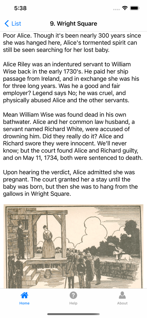 Ghosts of Savannah - Una storia storica su Wright Square nell'app Ghosts of Savannah.