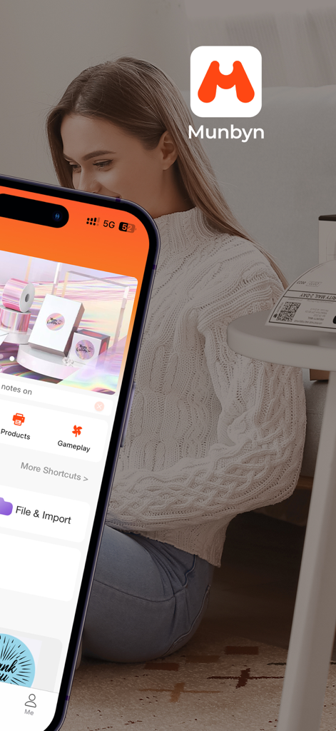 Munbyn Print - Munbyn Print mobile app home screen on a smartphone for thermal label printing