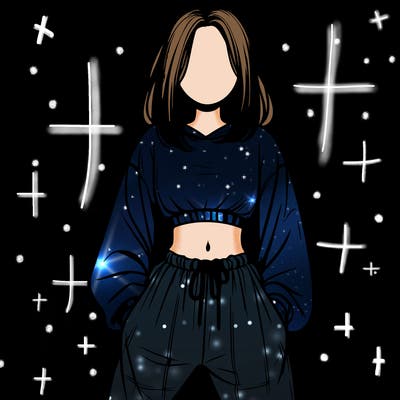 realistic girl faceless with baggy pants and a crop top