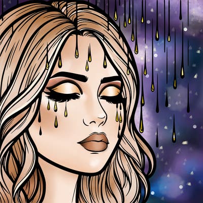 rain going over realistic woman’s face