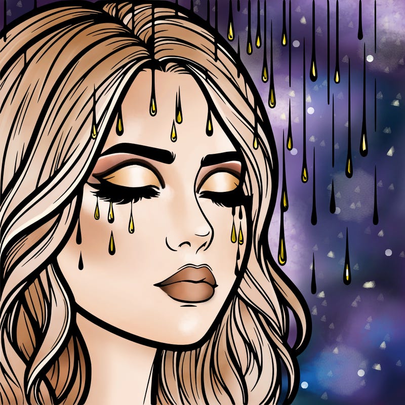 rain going over realistic woman’s face