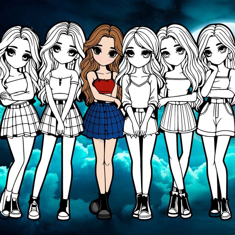 a group of girls realistic