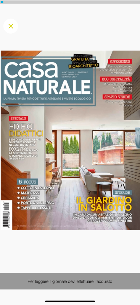 Casa Naturale Edicola Digitale - Capa da revista digital Casa Naturale apresentando design de interiores sustentável