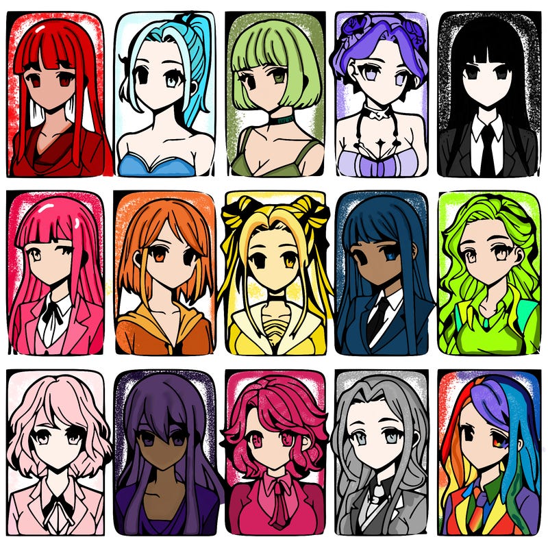 girls that look diffrent anime