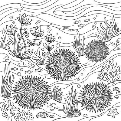Explore the beauty of the ocean with this charming coloring page featuring regular sea urchins. Perfect for a refreshing spring activity, it brings the wonders of the deep sea right to your fingertips.