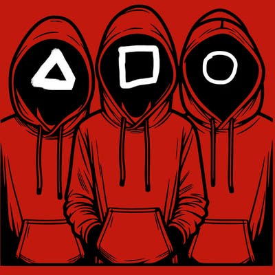 3 faceless people in  hoodies