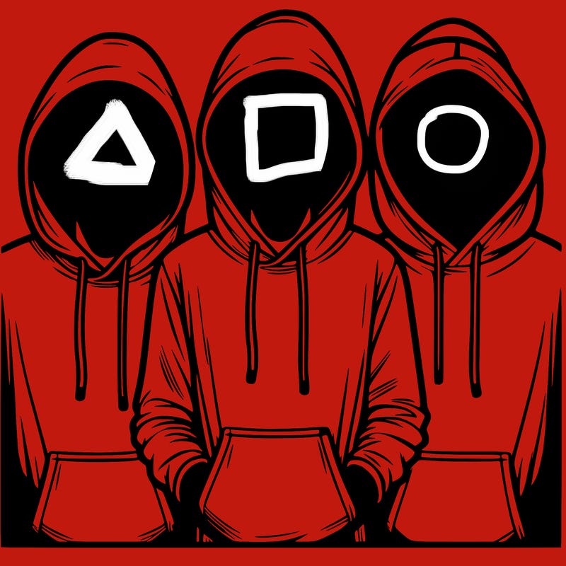 3 faceless people in  hoodies