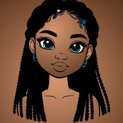 a realistic black girl with braids