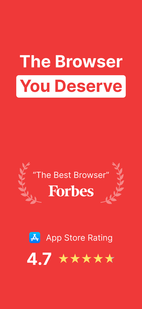 Vivaldi Powerful Web Browser - Vivaldi Browser promotional screen with Forbes review and four point seven star app store rating