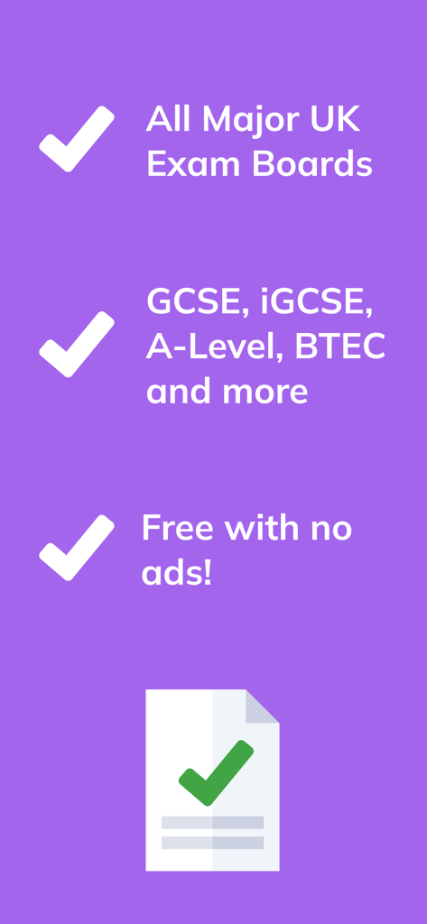 My Past Papers - Liste der App-Funktionen, einschließlich Unterstützung für wichtige britische Prüfungsausschüsse und werbefreie Lernressourcen