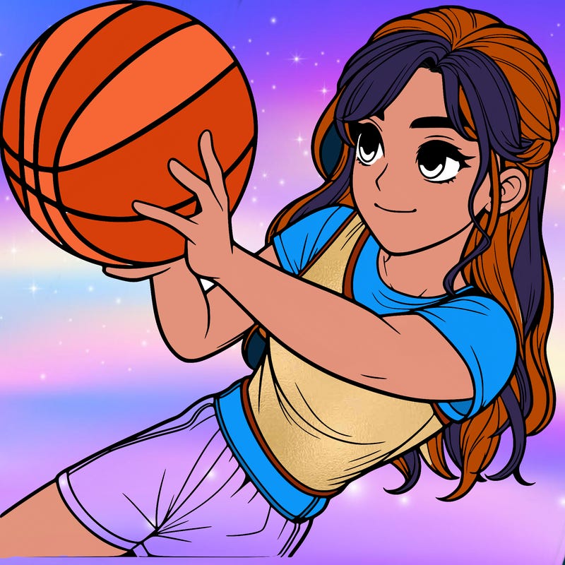 realistic girl playing basketball