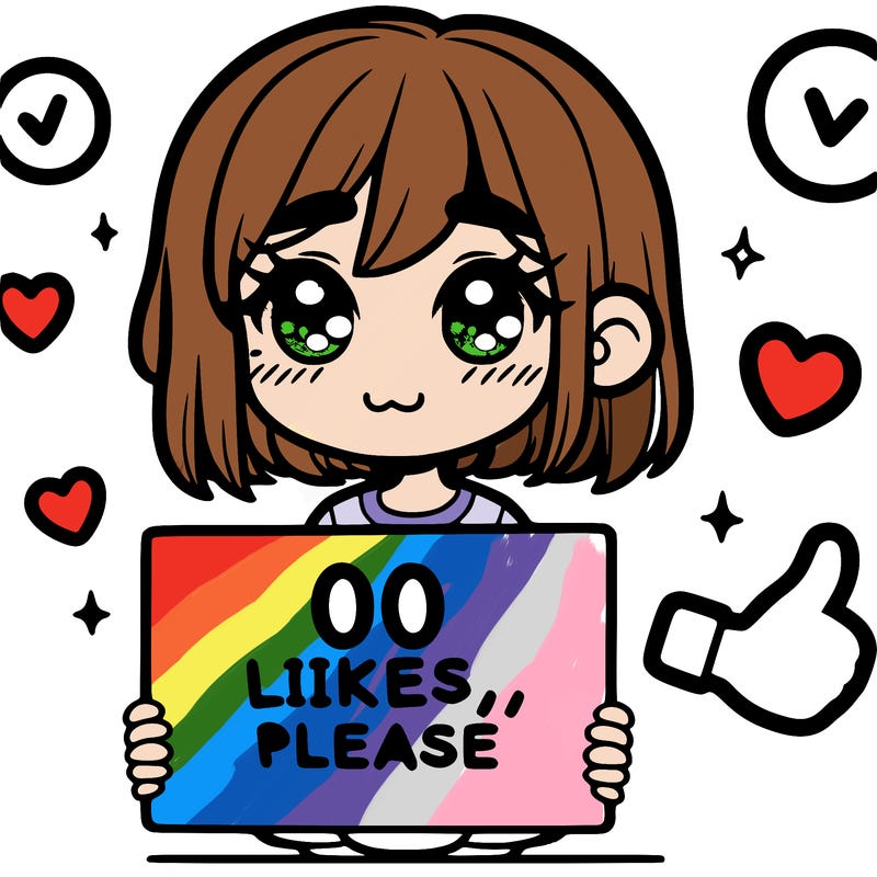 a girl with a sign saying 100 likes, please