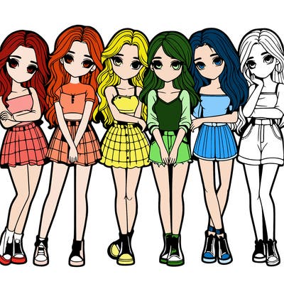 a group of girls realistic