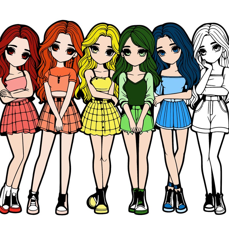 a group of girls realistic