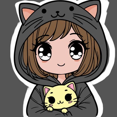 girl with cat hoodie