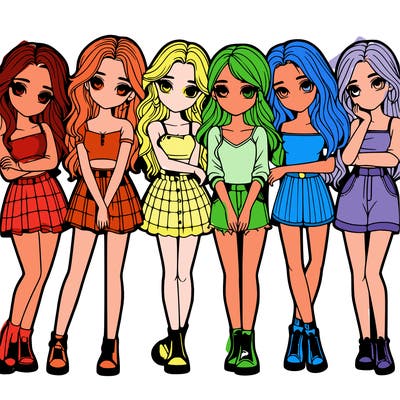 a group of girls realistic