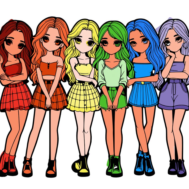 a group of girls realistic