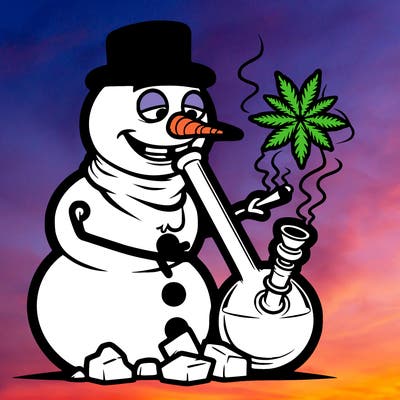 snowman smoking bong