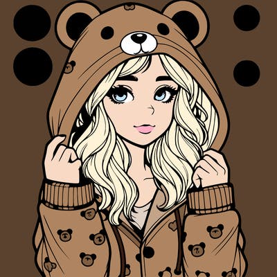 realistic girl in a animal pjs hoodie