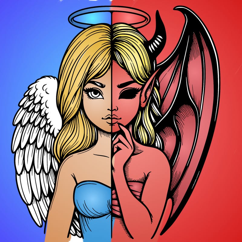 realistic angel half demon