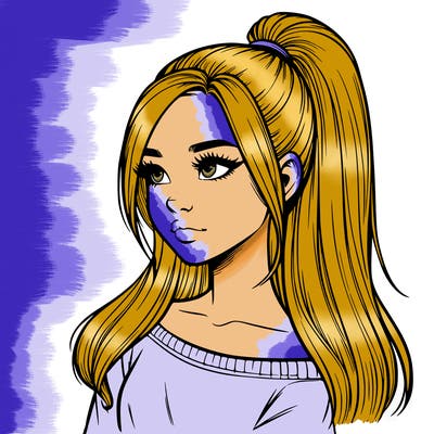 realistic girl with a high ponytail