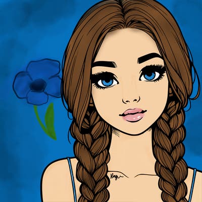 realistic girl with braids