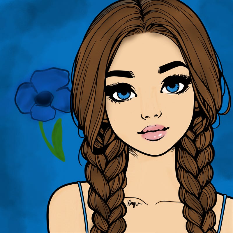 realistic girl with braids