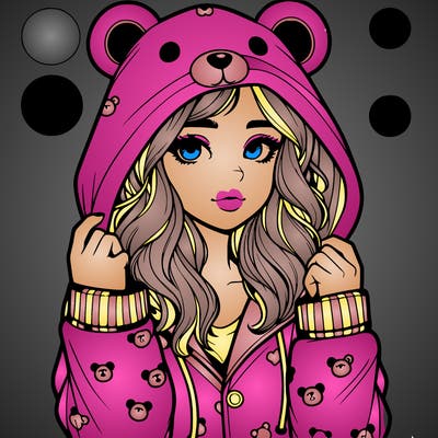 realistic girl in a animal pjs hoodie