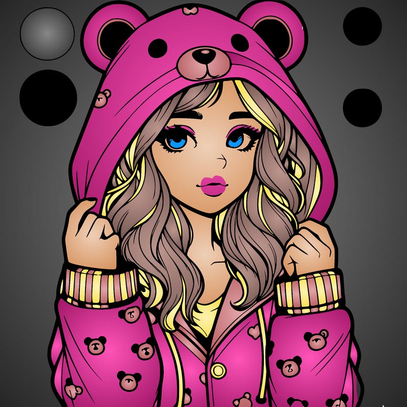 realistic girl in a animal pjs hoodie