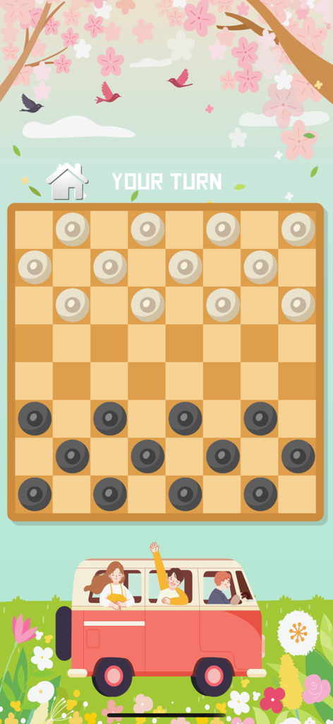 Chess 2 in 1 for Watch & Phone - Interfaz clásica del juego de damas en la pantalla de un teléfono móvil