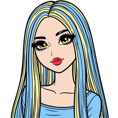 realistic girl with straight and long hair