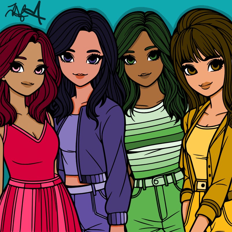 a group of girls realistic