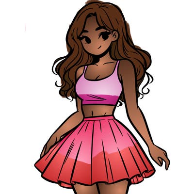 woman in a skirt and crop top