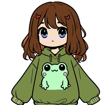 girl wearing frogging sweatshirt